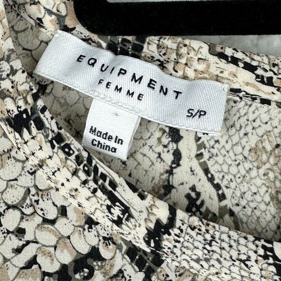 Equipment Femme 100% Silk Snakeskin Print Shift Mini Dress Size S Boho Western - Picture 8 of 12
